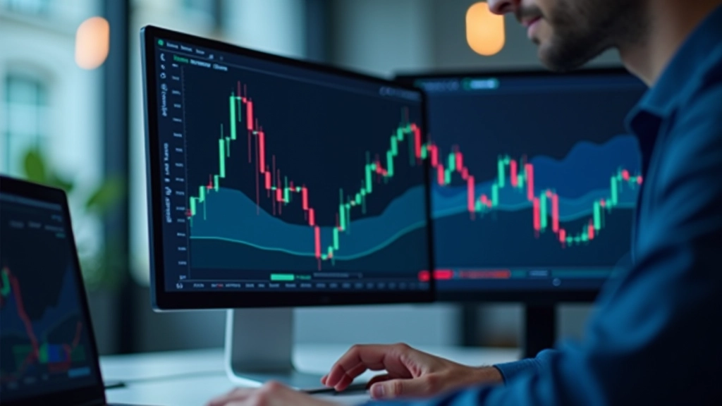 Wirtschaftsgraph auf einem Monitor mit aufsteigenden und fallenden Linien