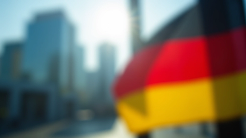 Deutsche Flagge mit Bankgebäude und Finanzdiagrammen im Hintergrund
