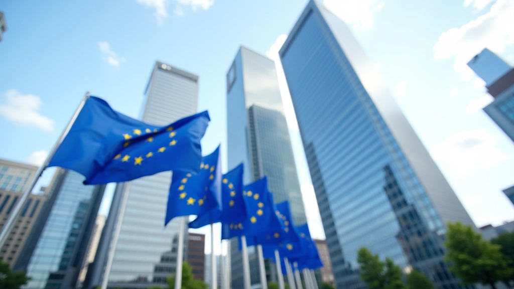 Europäische Flaggen wehen vor dem Gebäude der Europäischen Zentralbank in Frankfurt